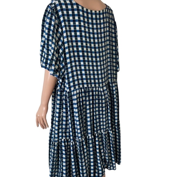 Ava & Viv dress blue & Navy checkered baby doll style dress tiered plus SZ 3X - Picture 6 of 10